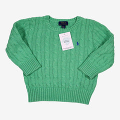 RALPH LAUREN 3 ans pull vert torsade