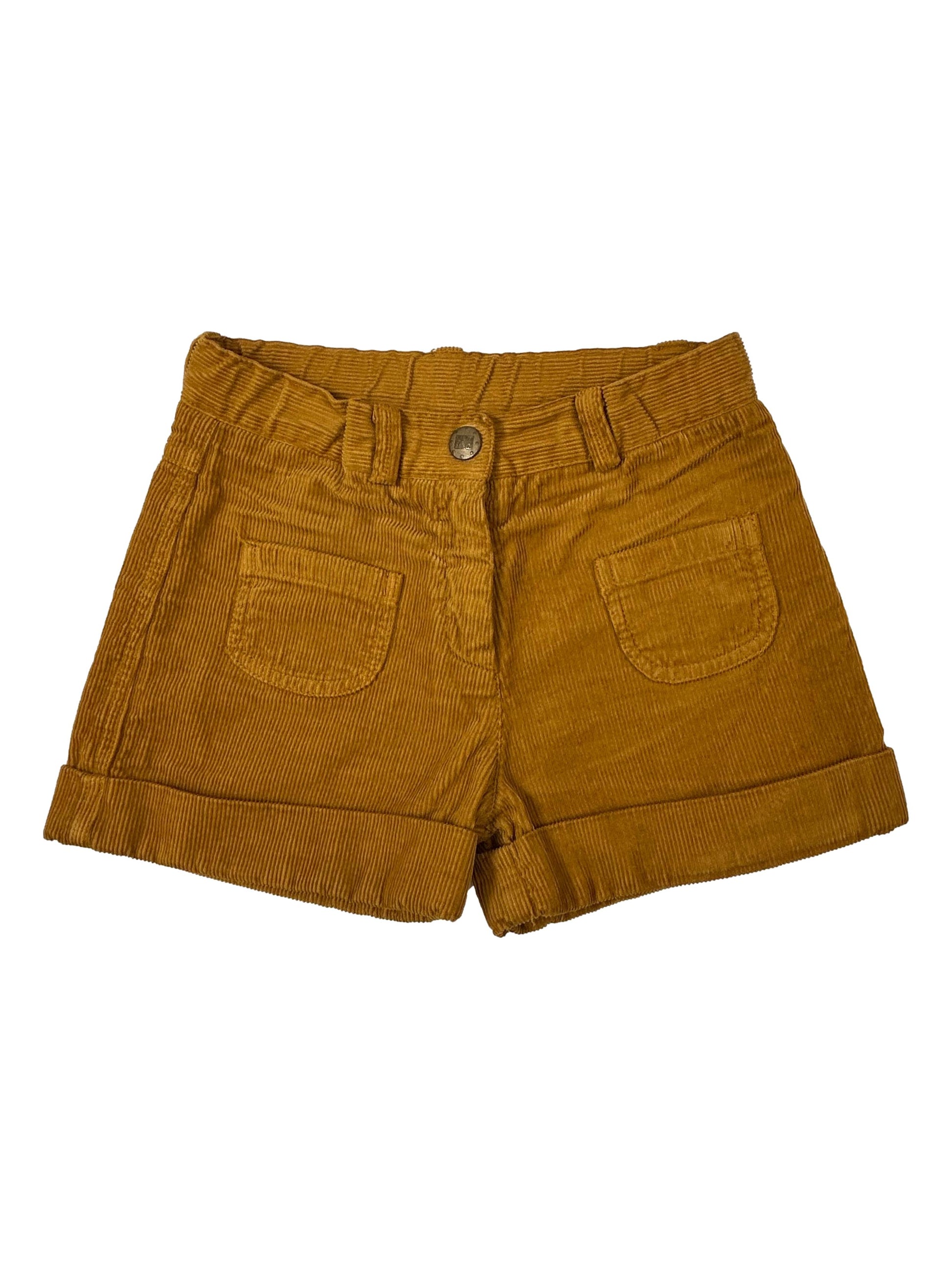 BONTON 8 ans Short jaune moutarde en velours