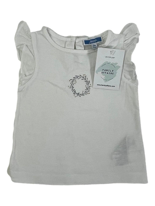 JACADI 12 mois tee shirt blanc dessin couronne