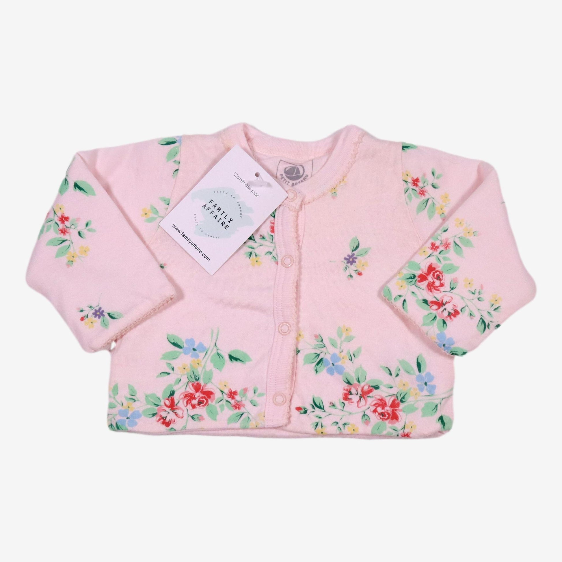 PETIT BATEAU 1 mois Gilet rose imprimé florale