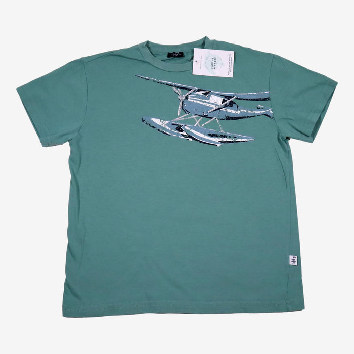 IL GUFO 10 ans T-shirt vert motif hydravion