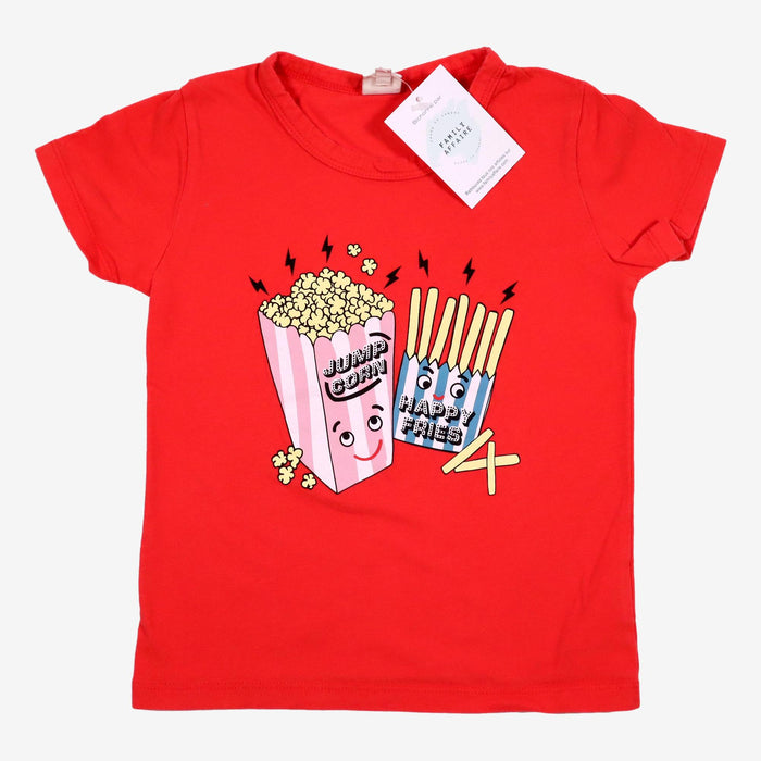 BONTON 4 ans T-shirt rouge motif pop-corn et frites