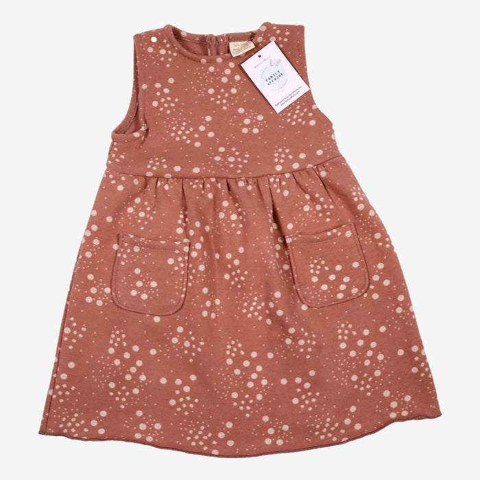 ZARA 3/4 ans Robe marron beige motif points blancs