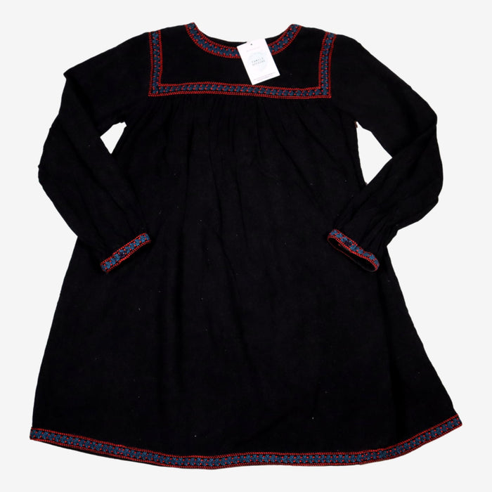 BONTON 12 ans robe en velours noir et broderies