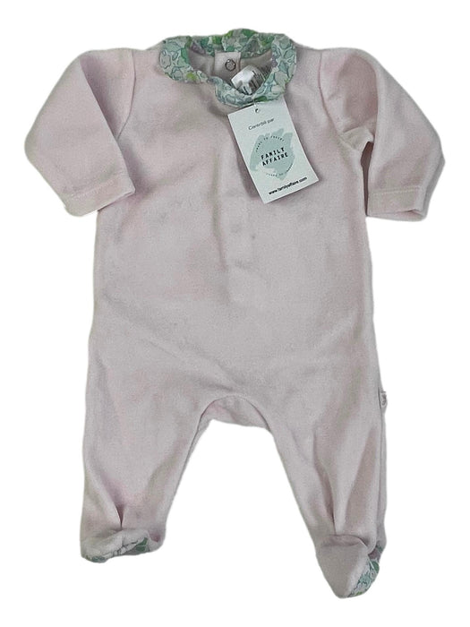 JACADI 1 mois pyjama rose velours et col liberty