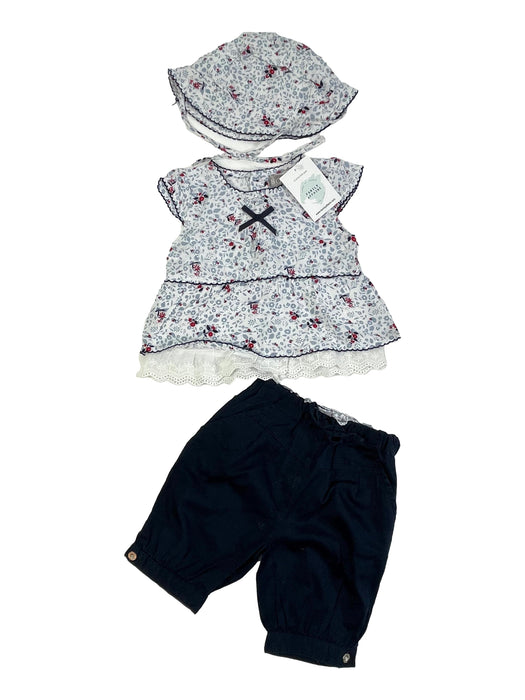 BOBOLI 12 mois ensemble short blouse et chapeau