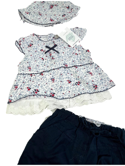 BOBOLI 12 mois ensemble short blouse et chapeau