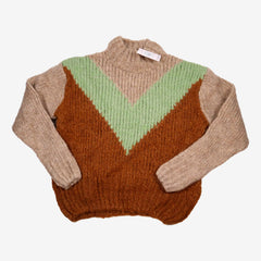 FINGERS IN THE NOSE 12/13 ans pull vert marron beige