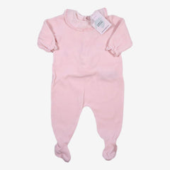 BONPOINT 3 mois Pyjama velours rose col smock