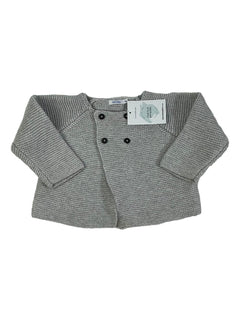 BOUTCHOU 12 mois gilet gris maille point mousse