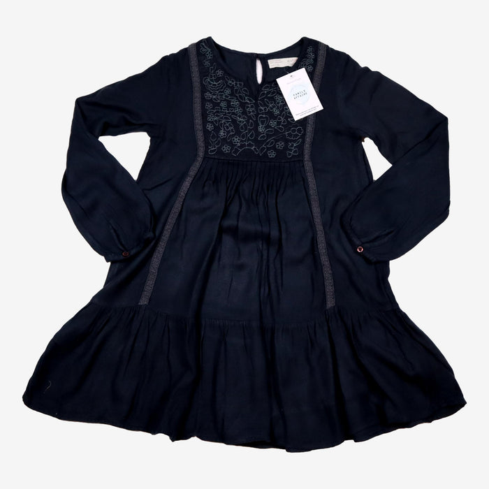 ZARA 8 ans Robe brodée bleue marine