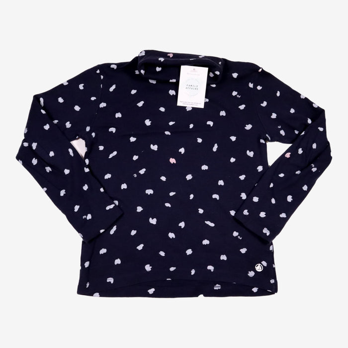 PETIT BATEAU 8 ans tee-shirt col roulé bleu marine à motifs