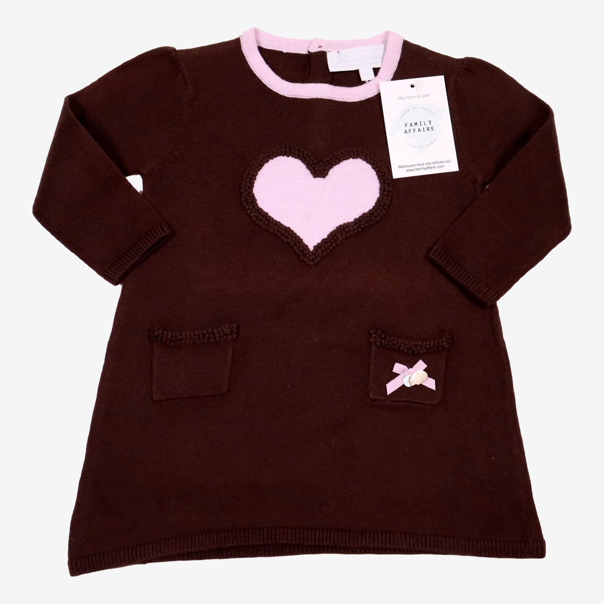 TARTINE ET CHOCOLAT 1 an robe pull marron coeur