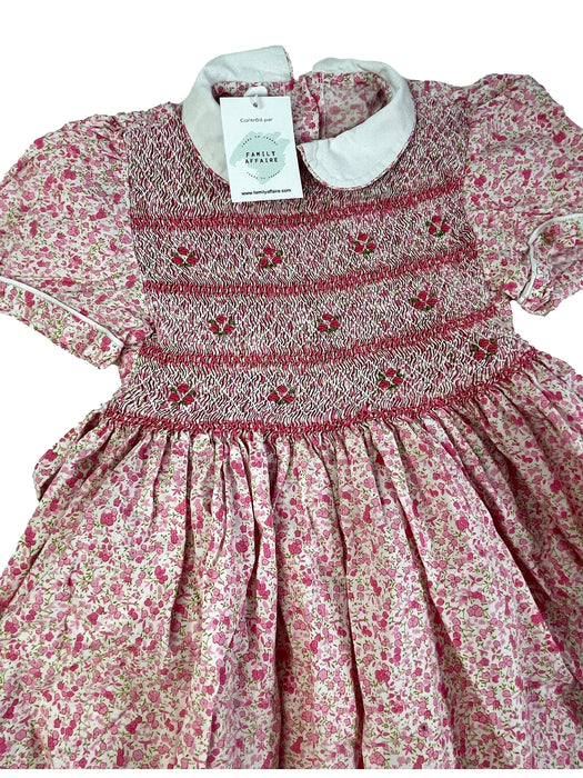 Robe 8 ans a fleurs rose et smocks