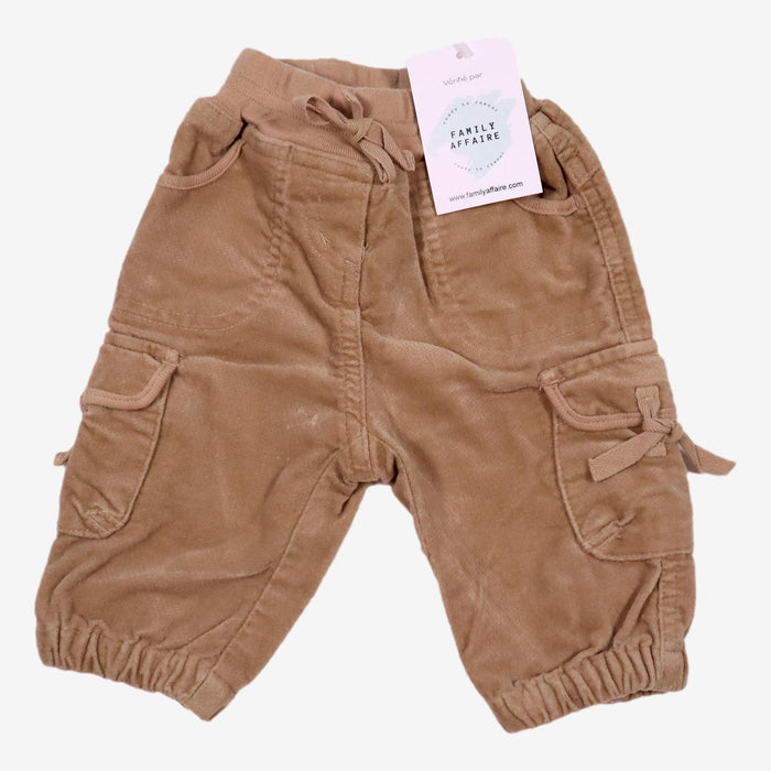 PETIT BATEAU 3 mois Pantalon cargo en velours camel