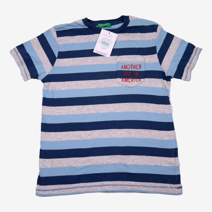 BENETTON 8 ans Tee-shirt rayures bleues