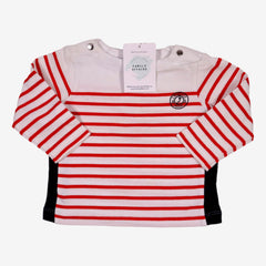 JACADI 12 mois tee shirt marinière rouge