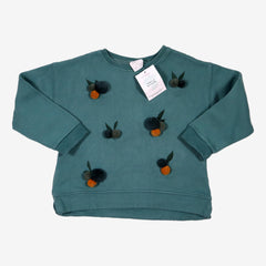 ZARA 6 ans sweat vert a pompons