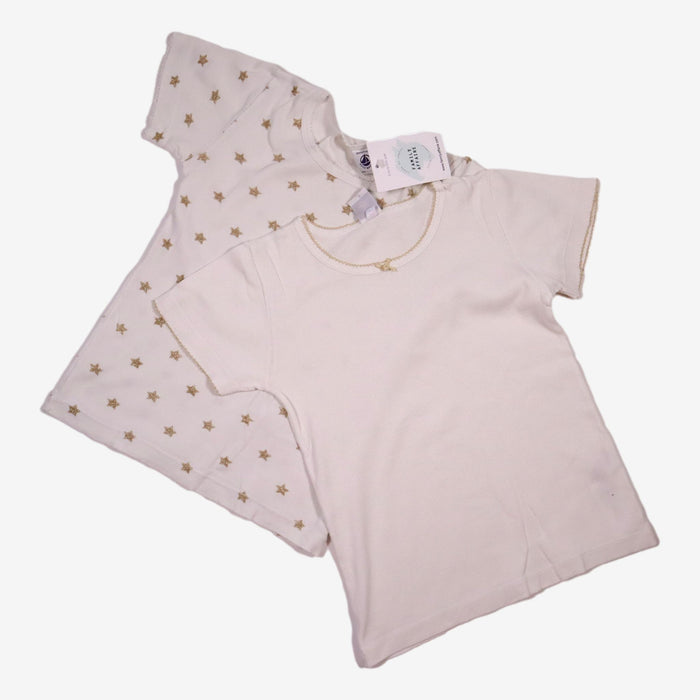 PETIT BATEAU 6 ans  Lot de 2 tee shirt blanc et étoiles dorées