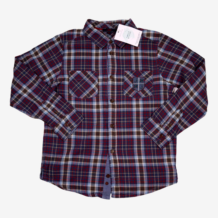 JACADI 8 ans chemise a carreaux bleu rouge