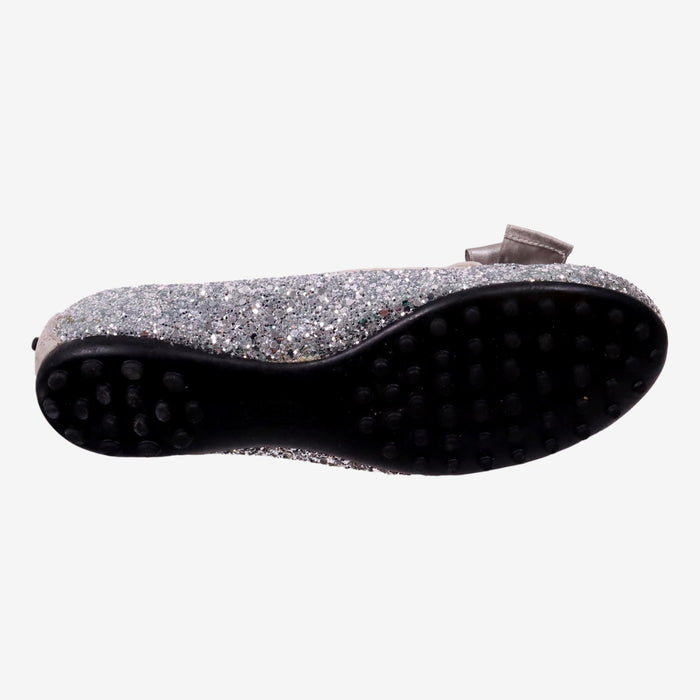 TODS Junior 34 ballerines paillettes argent