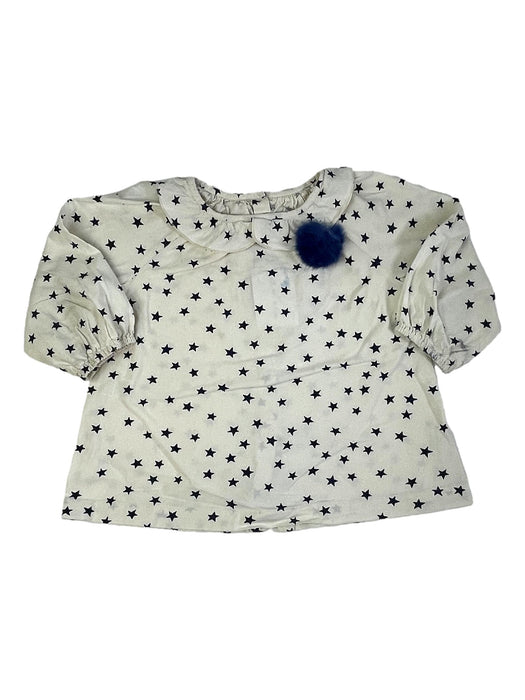 NANOS 6 ans blouse crème étoiles bleues pompon