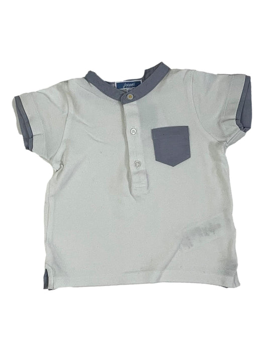 JACADI 12 mois tee shirt blanc col bleu