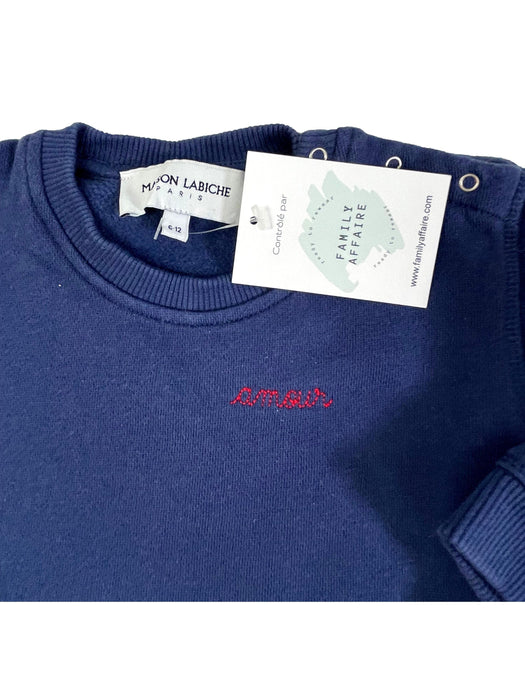 MAISON LABICHE 6/12 mois sweat bleu amour