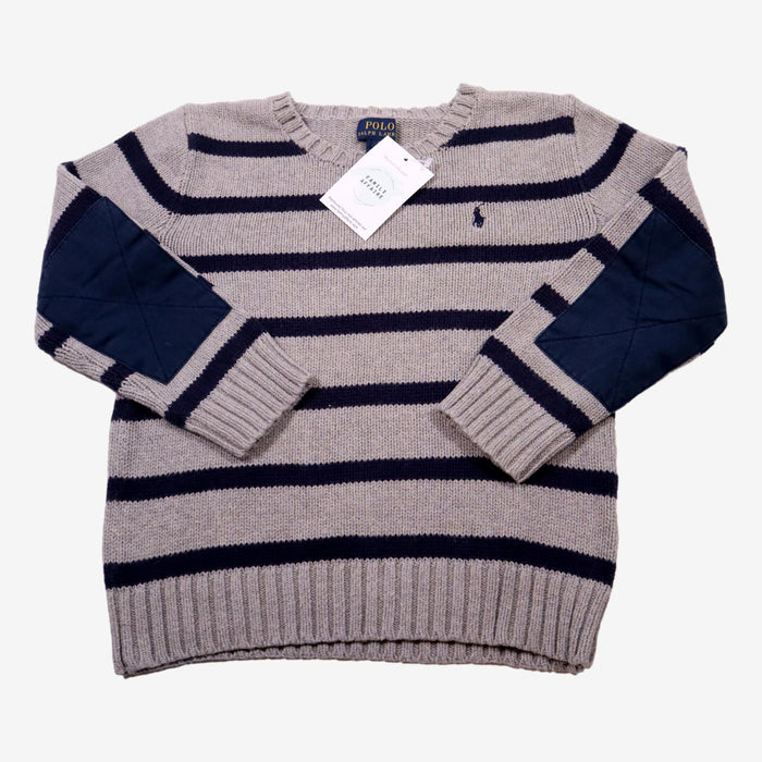 RALPH LAUREN 6 ans pull rayé gris marine