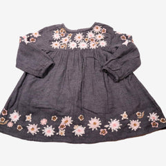 ZARA 12/18m robe grise fleurs brodées