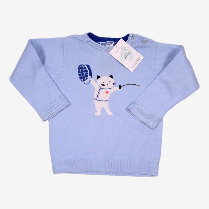 JACADI 2 ans Pull bleu ciel chat