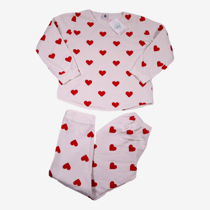 PETIT BATEAU 8 ans ensemble pyjama blanc coeur rouge