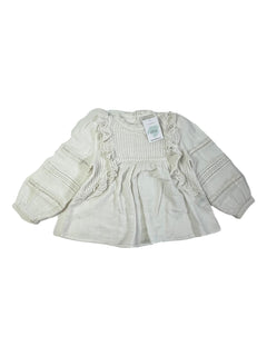 ZARA 7 ans Blouse blanche en coton et dentelle