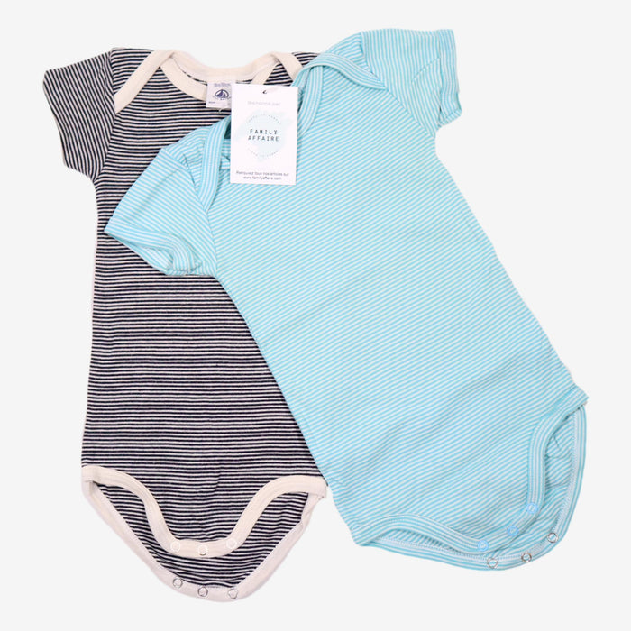 PETIT BATEAU 18m lot 2 bodies rayés