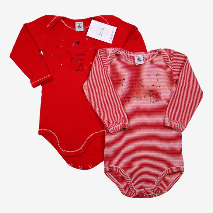 PETIT BATEAU 18 mois Lot de 2 Body chat rouge