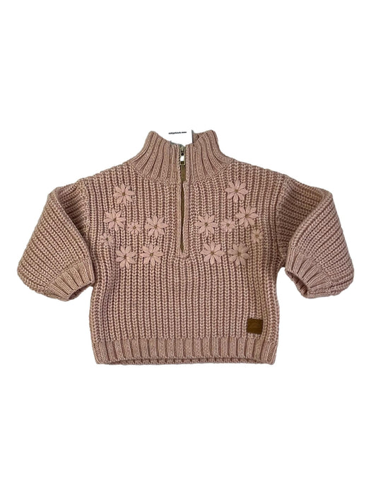 RIVER ISLAND 9 mois pull col cheminée maille rose