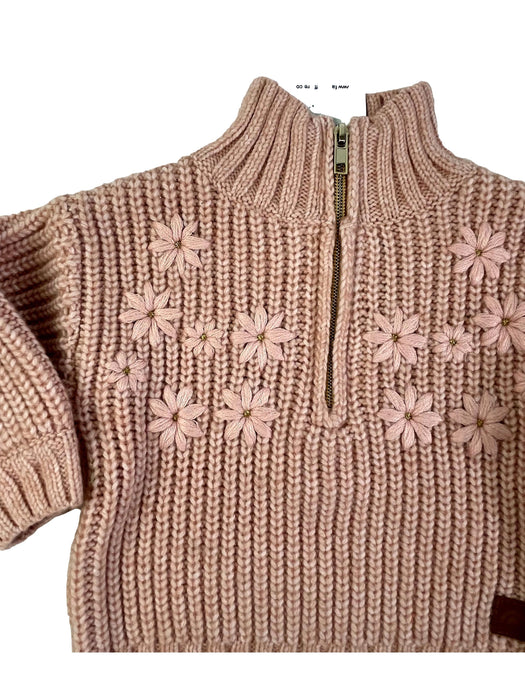 RIVER ISLAND 9 mois pull col cheminée maille rose