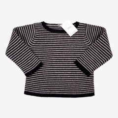 BONTON 4 ans pull rayé noir gris laine