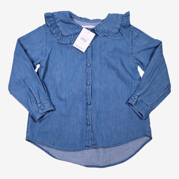 ZARA 7 ans Blouse en chambray col claudine à volants