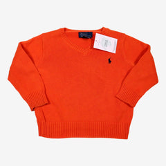 RALPH LAUREN 2 ans Pull col v en maille orange