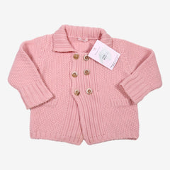 MALO 6 mois gilet rose 100% cachemire à boutons