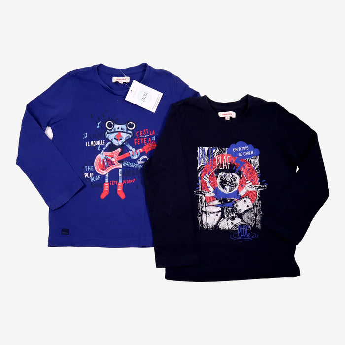 CATIMINI 4 ans lot 2 t-shirts bleu et noir