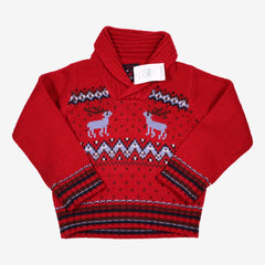 JACADI 6 ans pull de Noël rouge à motifs