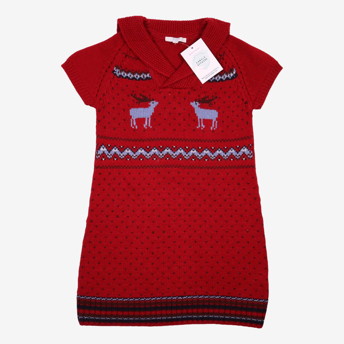 JACADI 6 ans robe de Noël en maille rouge