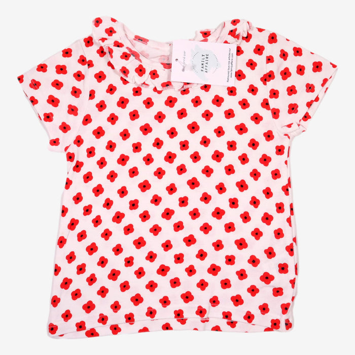 MONOPRIX 4 ans tee-shirt blanc à fleurs rouges