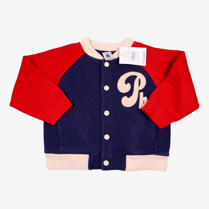 PETIT BATEAU 3 ans gilet tricolore style baseball