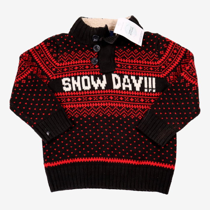 GAP 2 ans pull marine "SNOW DAY" motifs rouges