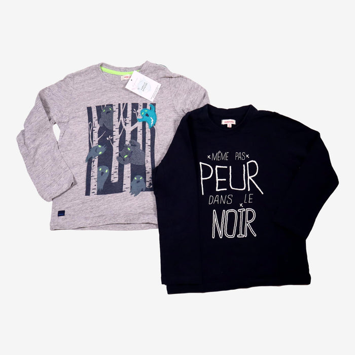 CATIMINI 4 ans Lot de 2 Tee-shirt Spooky noir et gris