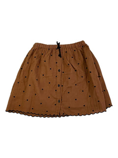 BUHO NEUF 12 ans jupe gaze de coton marron pois noir