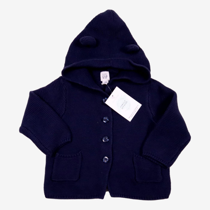 GAP 18 mois gilet bleu capuche oreilles d'ours coton